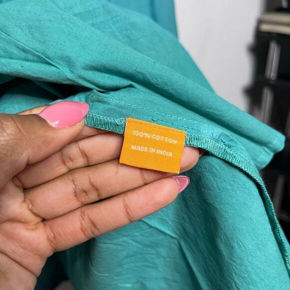 NEW Oliphant Dress Ombré Blue Green Puff Sleeve Maxi Dress Size S‎ - Picture 8 of 9